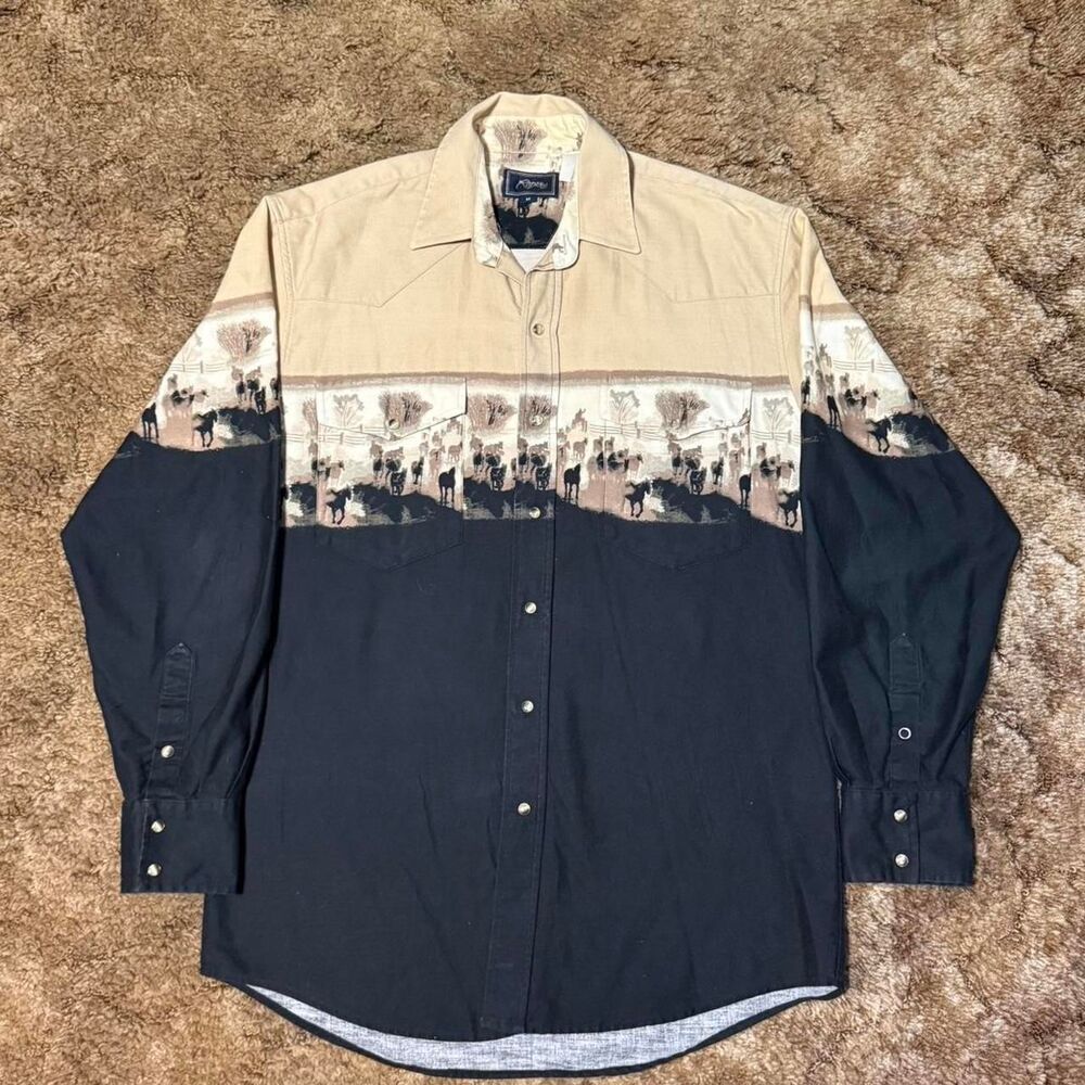 Vintage Roper Western Cowboy Pearl Button Up Shirt Medium